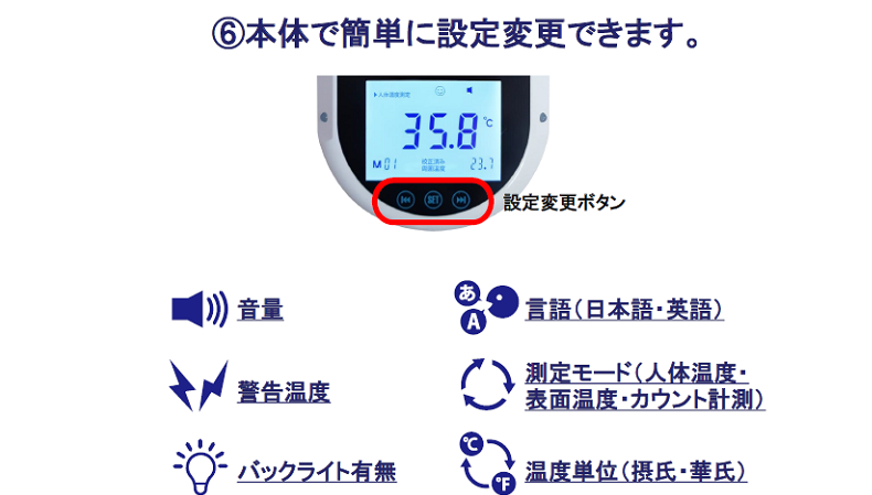 本体で簡単に設定変更